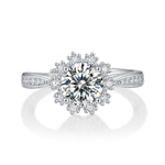 18K White Gold Plated Moissanite Ring – Lab-Grown Diamond, Elegant Romantic Snowflake Charm