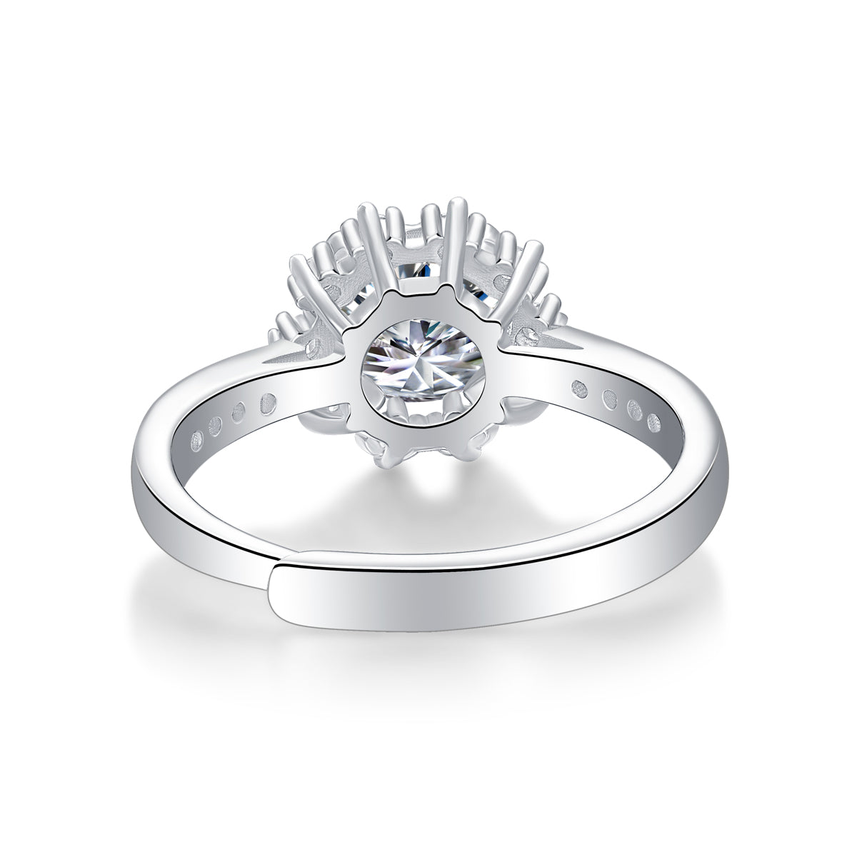 Lab-Grown Moissanite Romantic Snowflake Engagement Ring – 18K White Gold Plated, Winter-Inspired Beauty
