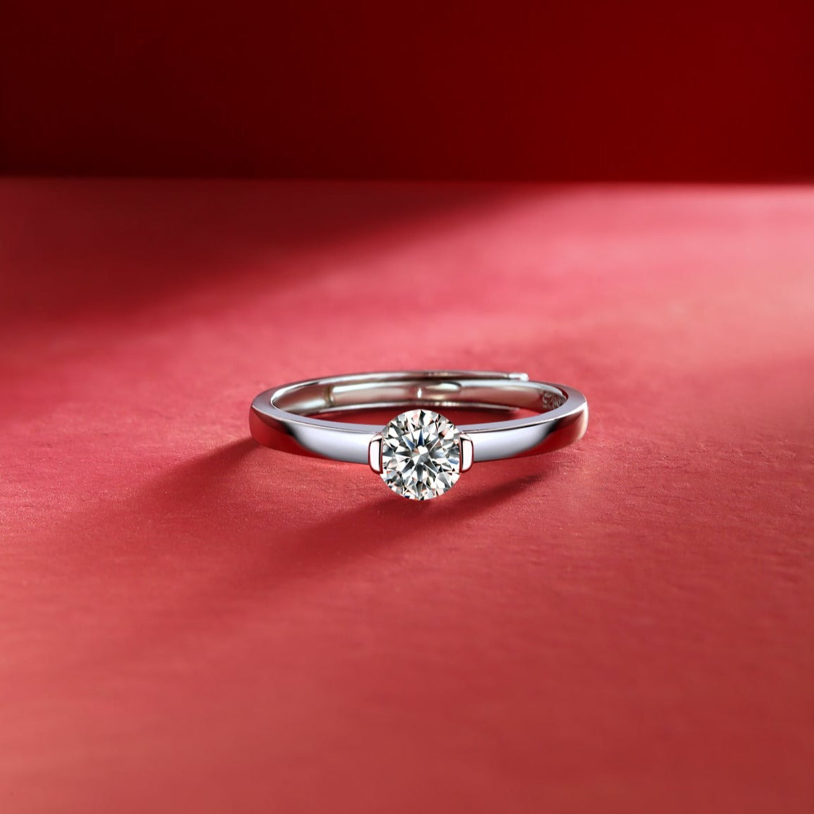 Pure Mind Moissanite Diamond Engagement Ring – Lab-Grown, 18K White Gold Plated Sterling Silver