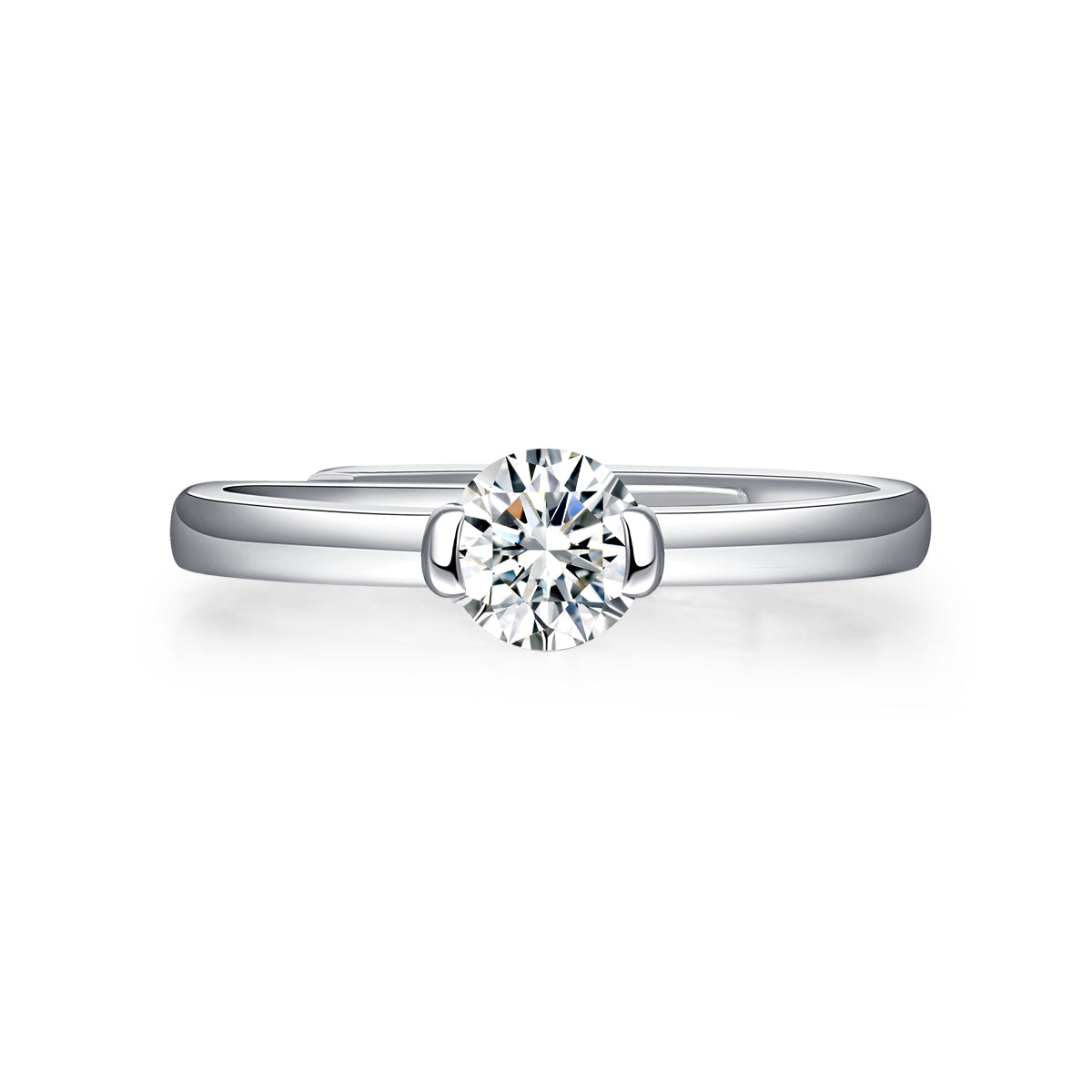 Sterling Silver Moissanite Engagement Ring – Women’s Jewelry, White Gold Plated, Pure Mind Style