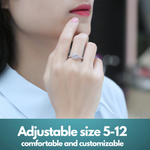 Moissanite Lab-Grown Diamond Engagement Ring - 18K White Gold Plated Silver