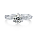 S925 Sterling Silver Moissanite Ring – Kingdom Charm, 18K White Gold Plated, Classic and Elegant
