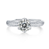S925 Sterling Silver Moissanite Ring – Kingdom Charm, 18K White Gold Plated, Classic and Elegant