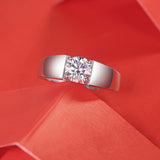 Sterling Silver Dominance Moissanite Ring – Men’s Jewelry, White Gold Plated