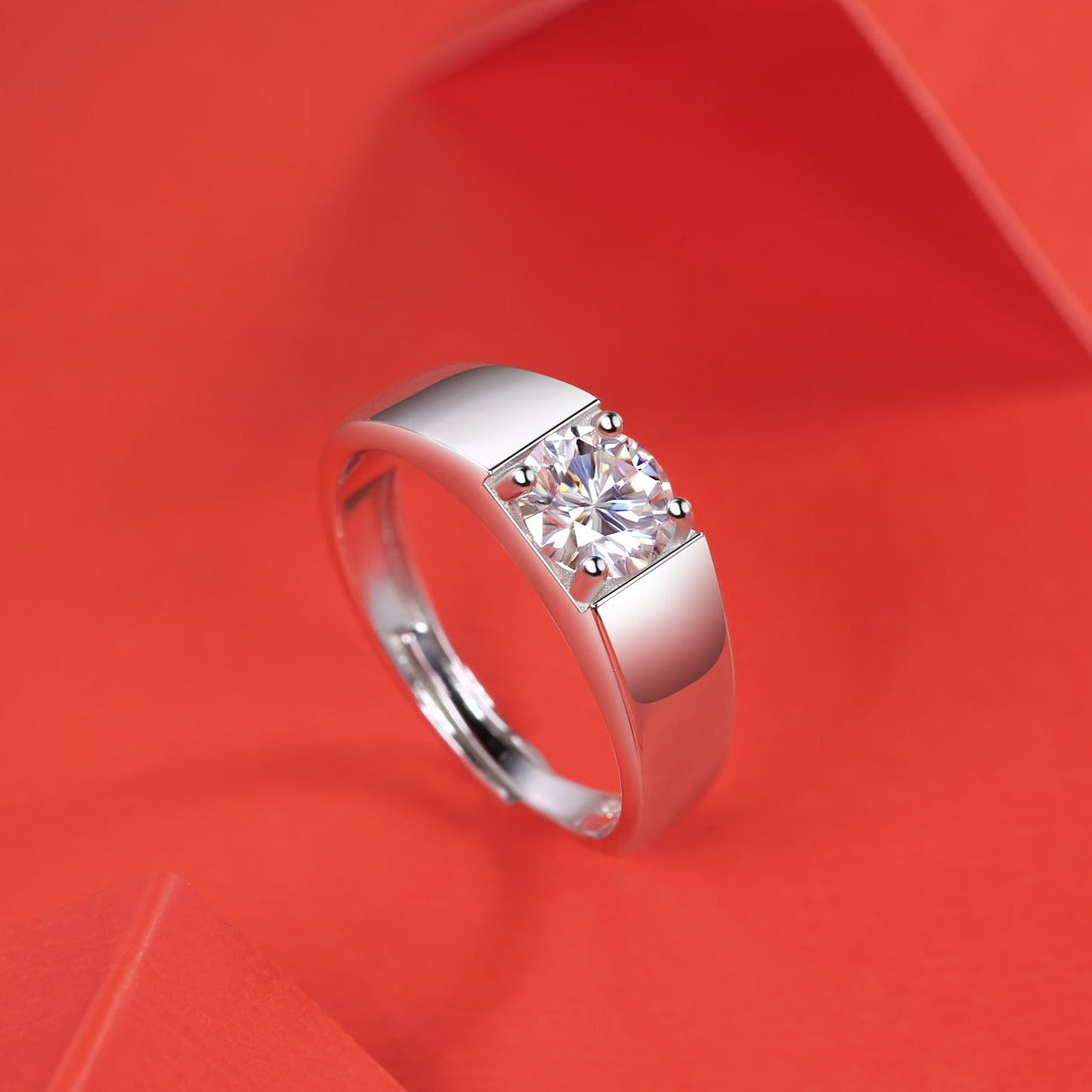 Lab-Grown Moissanite Dominance Ring – 18K White Gold Plated, Strong and Elegant Look