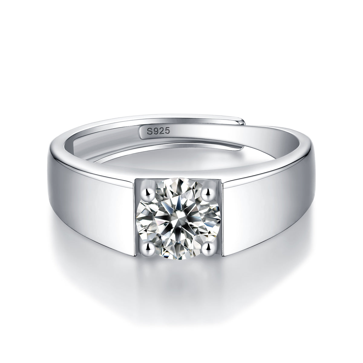 18K White Gold Plated Moissanite Ring – Lab-Grown Diamond, Bold Dominance Style