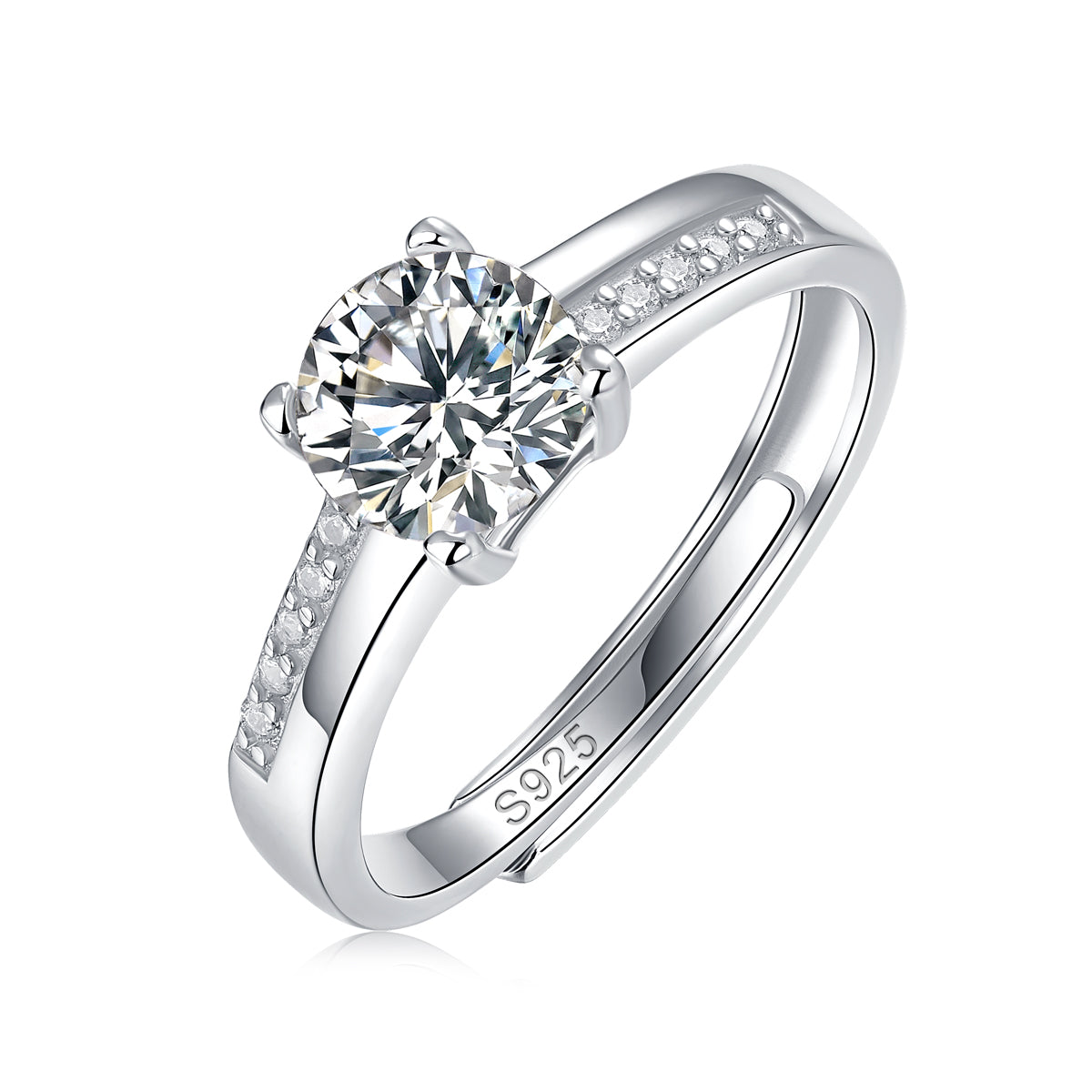 Moissanite lab-grown Diamond Engagement Ring for women - 18K White Gold Plated S925 Sterling Silver - Well of Wishes - 1