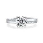 Women’s Moissanite Diamond Engagement Ring – Sterling Silver, White Gold Plated, Well of Wishes Design