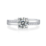 Women’s Moissanite Diamond Engagement Ring – Sterling Silver, White Gold Plated, Well of Wishes Design