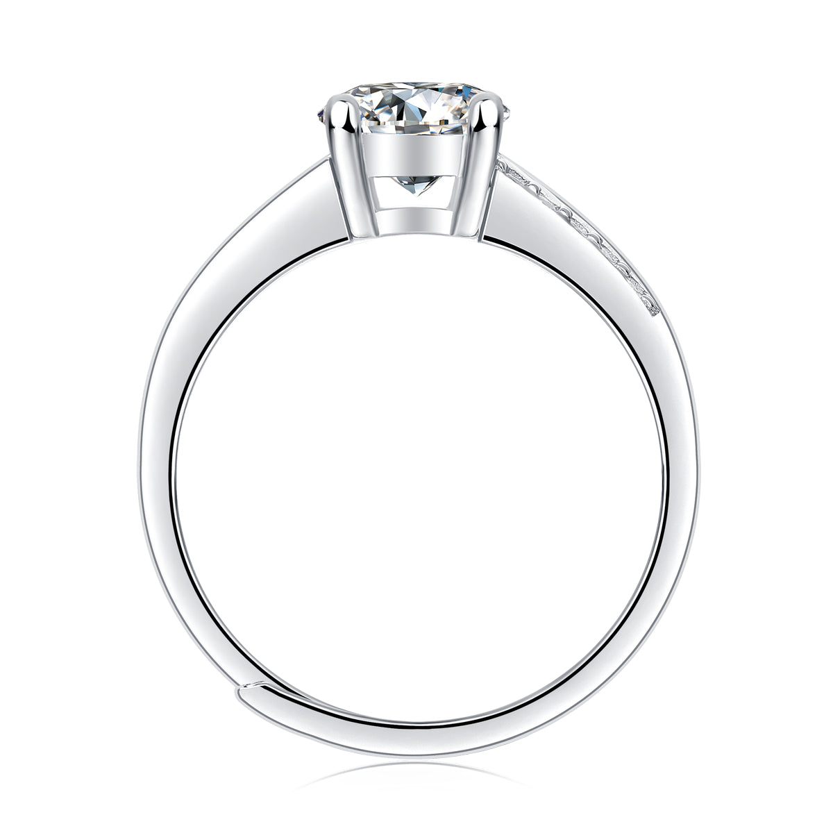 Sterling Silver Well of Wishes Moissanite Engagement Ring – Women’s Jewelry, White Gold Plated