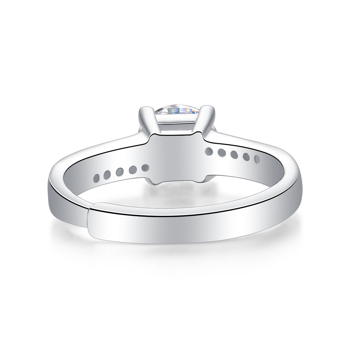 Lab-Grown Moissanite Well of Wishes Engagement Band – 18K White Gold Plated, Romantic Elegance