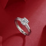 Well of Wishes Moissanite Diamond Engagement Ring – Lab-Grown, 18K White Gold Plated Sterling Silver