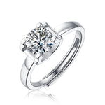 Moissanite engagement ring with a deep space design, featuring a dazzling center stone set in a sleek metal band for a modern and celestial-inspired look.