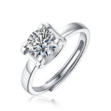 Moissanite engagement ring with a deep space design, featuring a dazzling center stone set in a sleek metal band for a modern and celestial-inspired look.