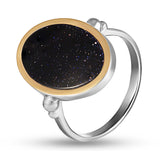 Sterling Silver Ring - Solid Gold over Silver with Night of Cairo Stone - Olivia Star Jewelry 1614R
