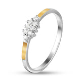 Sterling Silver Ring - Solid Gold over Silver with White Cubic Zirconia - Olivia Star Jewelry 1952R