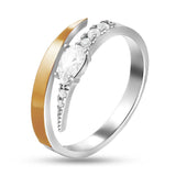 Sterling Silver Ring - Solid Gold over Silver with White Cubic Zirconia - Olivia Star Jewelry 1981R