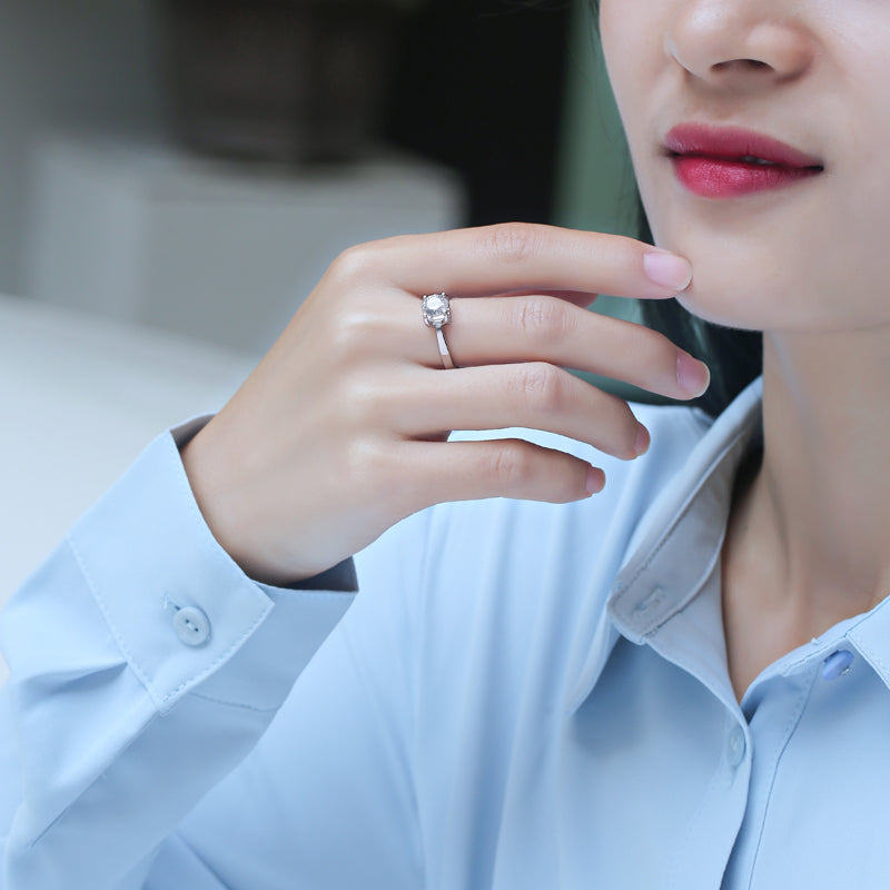 Timeless Opulence Moissanite Engagement Ring - Brilliant Stone in Polished Metal