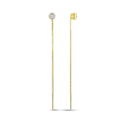 14K Gold Plated Threader Earrings Golden CZ Threader, sterling silver