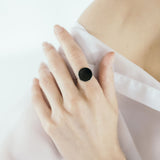 Modern Minimalist Silver Ring with Black Onyx 1226/1R