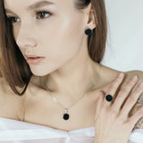 Modern Minimalist Silver Ring with Black Onyx 1226/1R