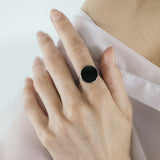 Modern Minimalist Silver Ring with Black Onyx 1226/1R