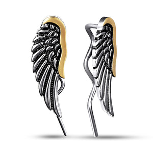 14K Gold Bonded Threader Earrings Angel Wing Climbers, sterling silver