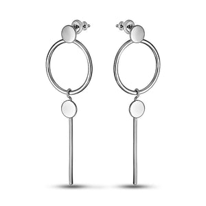 Sterling Silver Drop Earrings Circle & Bar Drop, sterling silver