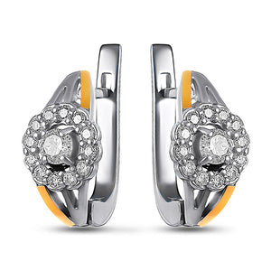 14K Gold Bonded Huggie Earrings Flower Halo Huggie, sterling silver