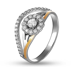 14K Gold Bonded Ring Flower Wave, sterling silver