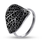 925 Sterling Silver Ring - Sleek Design with Black Enamel - Olivia Star Jewelry 1384R