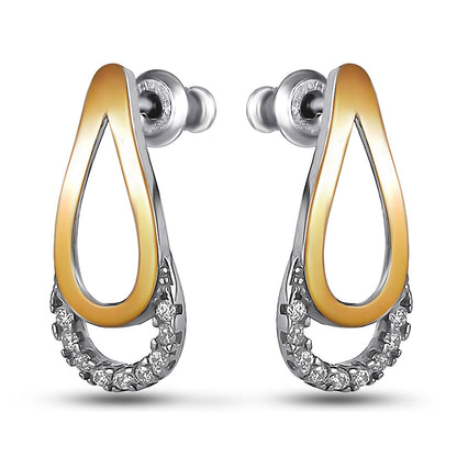 14K Gold Bonded Drop Earrings Teardrop Duet, sterling silver