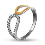 Delicate Two-Tone Sterling Silver & Gold Ring with Cubic Zirconia  1403R