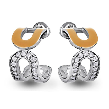 14K Gold Bonded Stud Earrings Ribbon Curl, sterling silver
