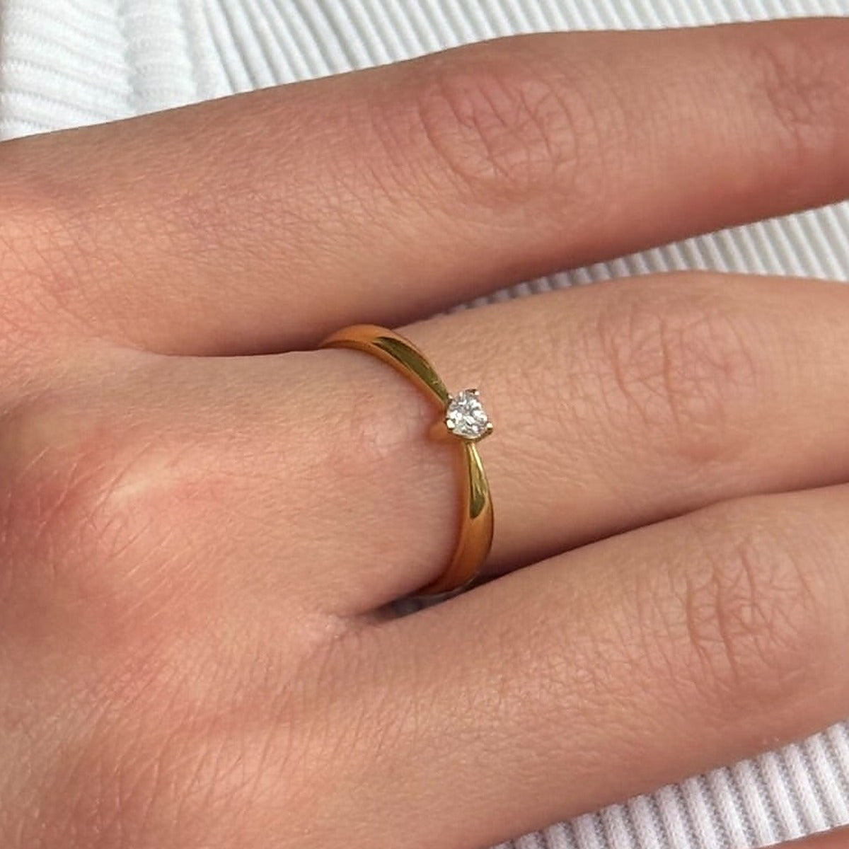 14K Gold Plated Ring Golden Petite Promise, sterling silver, worn on hand