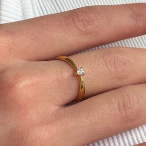 14K Gold Plated Ring Golden Petite Promise, sterling silver, worn on hand