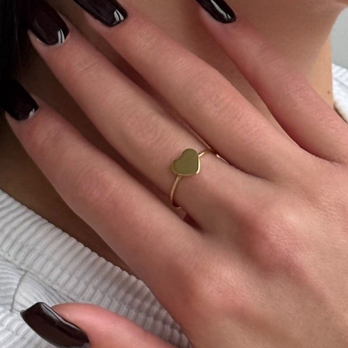 14K Gold Plated Ring Golden Heart, sterling silver, worn on hand