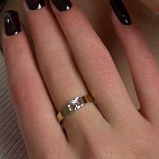 14K Gold Bonded Ring Infinity Hearts, sterling silver, worn on hand