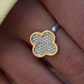 Anillo de Oro 14K Adherido | Pavé Clover | Plata 925
