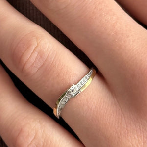 14K Gold Bonded Ring Channel Wave, sterling silver, worn on hand