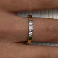 14K Gold Bonded Ring | Three-Stone Band | Sterling Silver