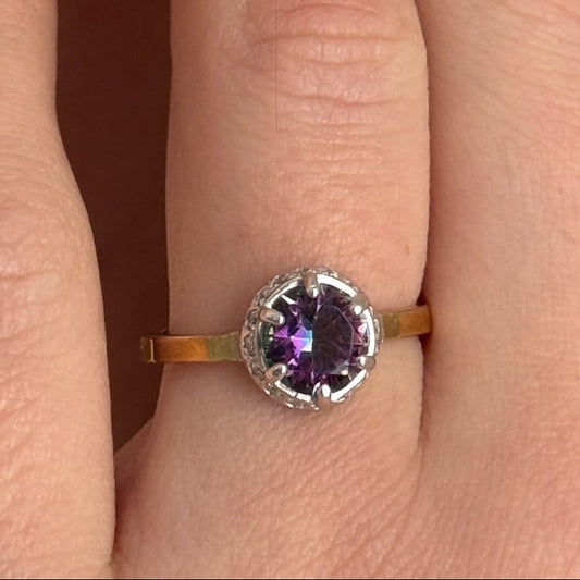 14K Gold Bonded Ring Topaz-Colour Halo, sterling silver, worn on hand