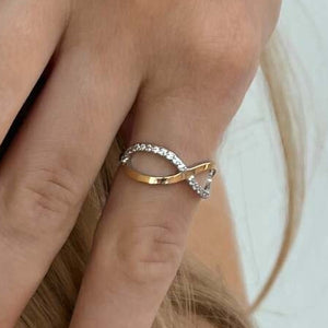 14K Gold Bonded Ring Infinity Twist, sterling silver, worn on hand
