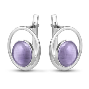Sterling Silver Earrings Denim Ulexite Stone, sterling silver