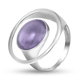 Sterling Silver Minimalist Ring with Denim Blue Ulexite 1515R