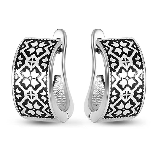 Enamel Earrings | Geometric | Sterling Silver