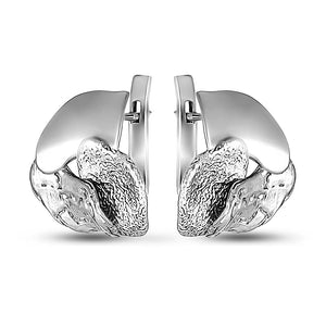 Sterling Silver Huggie Earrings Sculpted Shell, sterling silver