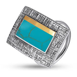 Stackable Sterling Silver & Gold Ring with Natural Green Turquoise 1544R