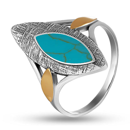 Turquoise Ring | Turquoise Marquise Leaf | Sterling Silver