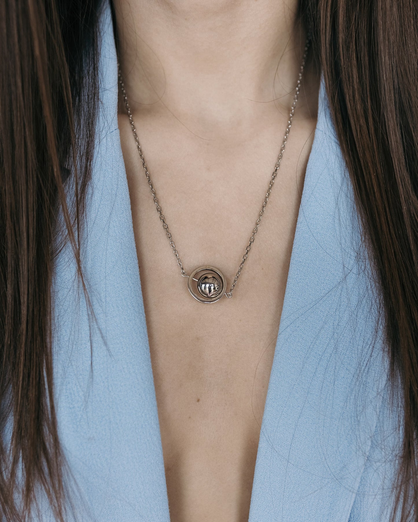 Sterling Silver Necklace | Single Bead Minimalist